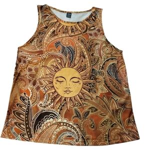 SHEIN NIB Gold and Orange Celestial Tank Top MED